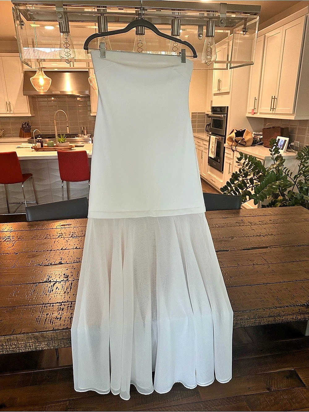 ASTR the Label Lizet Strapless Mini Dress with Sheer Maxi Overlay White Medium